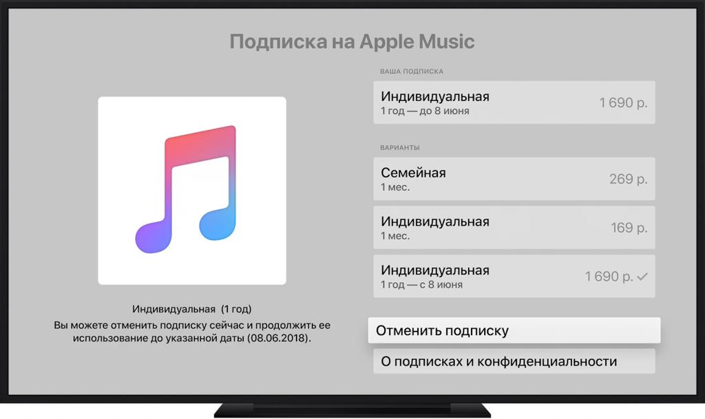 Отмена на телевизоре
