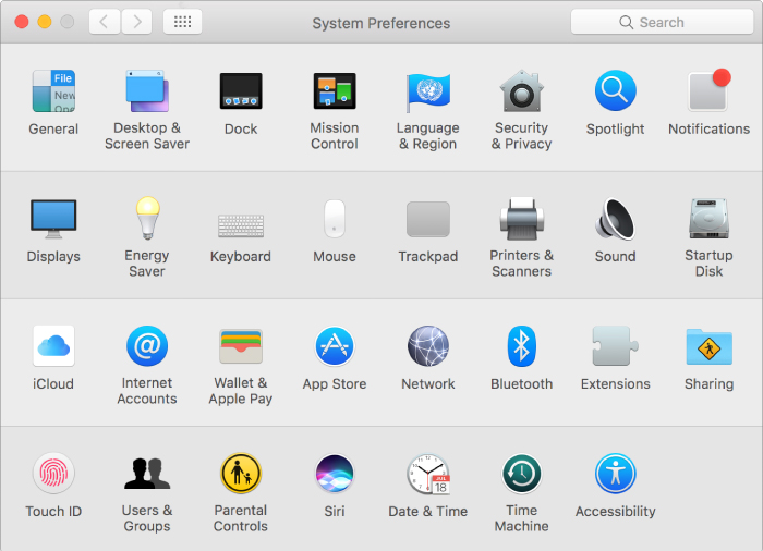 Системные настройки MaC